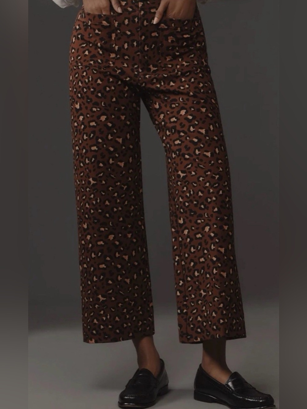 NWT Maeve The Colette Pants Brown Leopard-Print Wide Leg Pants